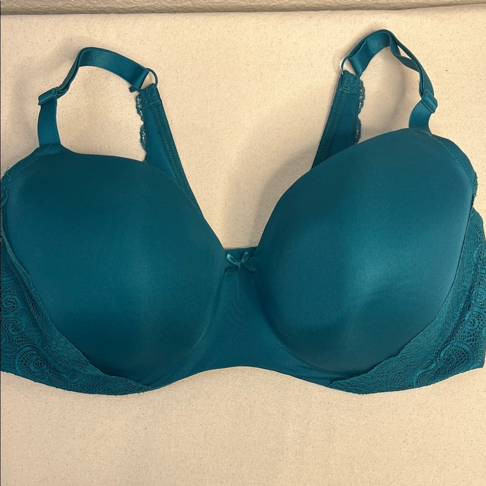 Cacique Teal Lace-Trim T-Shirt Bra